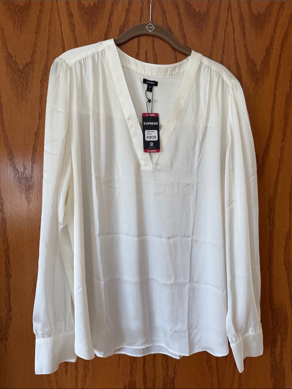 Express White V-Neck Long Sleeve Blouse
